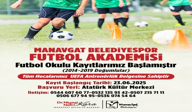 MANAVGAT BELEDİYESPOR FUTBOL AKADEMİSİ MİNİK YETENEKLERİNİ ARIYOR